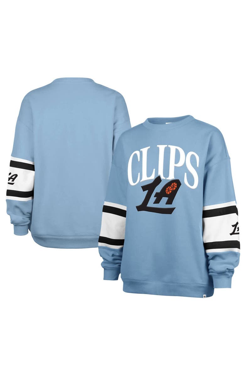 '47 Women's '47 Light Blue LA Clippers 2024/25 City Edition Steadfast Paneled Pullover Sweatshirt, Main, color,