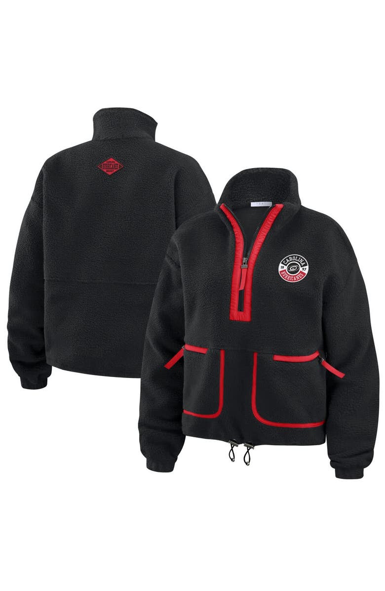 WEAR by Erin Andrews Women's WEAR by Erin Andrews Black Carolina Hurricanes Polar Fleece Half-Zip Jacket, Alternate, color, Black