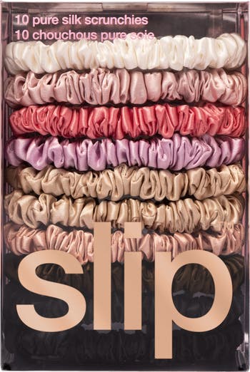 10-Pack Assorted Skinny Silk Scrunchies $100 Value