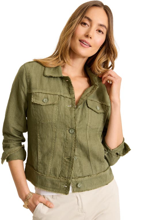 Tommy Bahama Two Palms Linen Raw Edge Jacket In Dk Fern