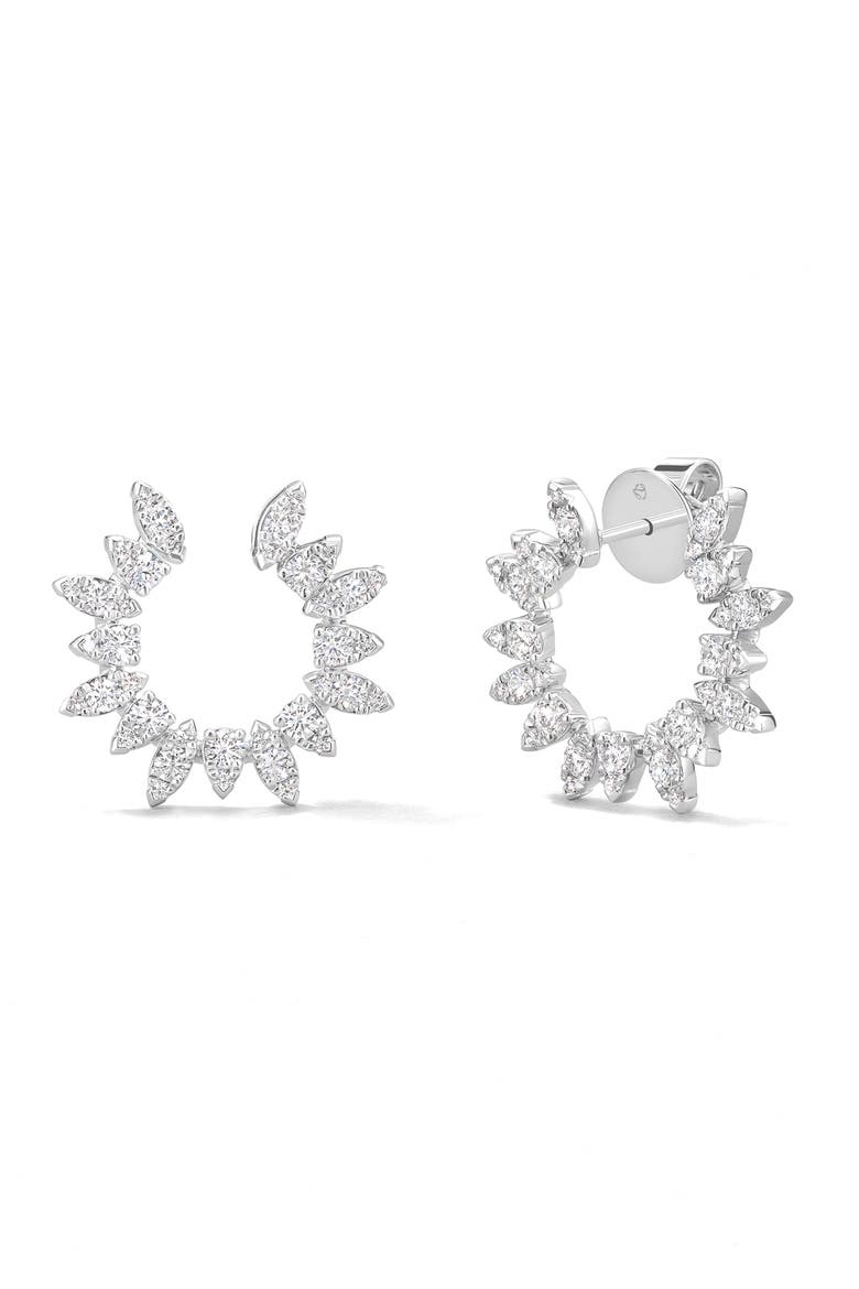 Aerial Diamond Sunburst Earrings, Main, color, WHITE GOLD