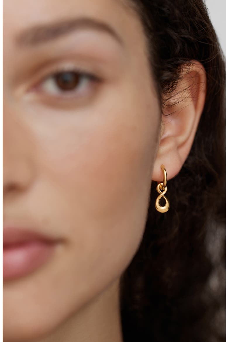 Infinity Huggie Hoop Earrings, Alternate, color, 18CT GOLD VERMEIL