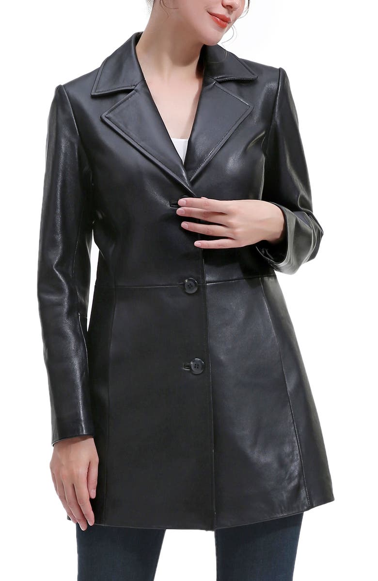 Kimi & Kai Women's Rylee Leather Walking Coat, Main, color, Black