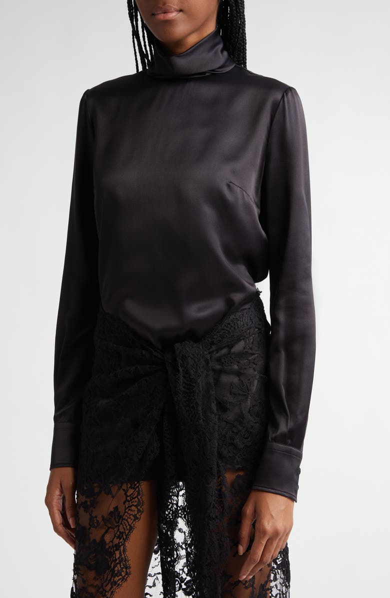 Dolce&Gabbana Silk Turtleneck Top, Alternate, color, 