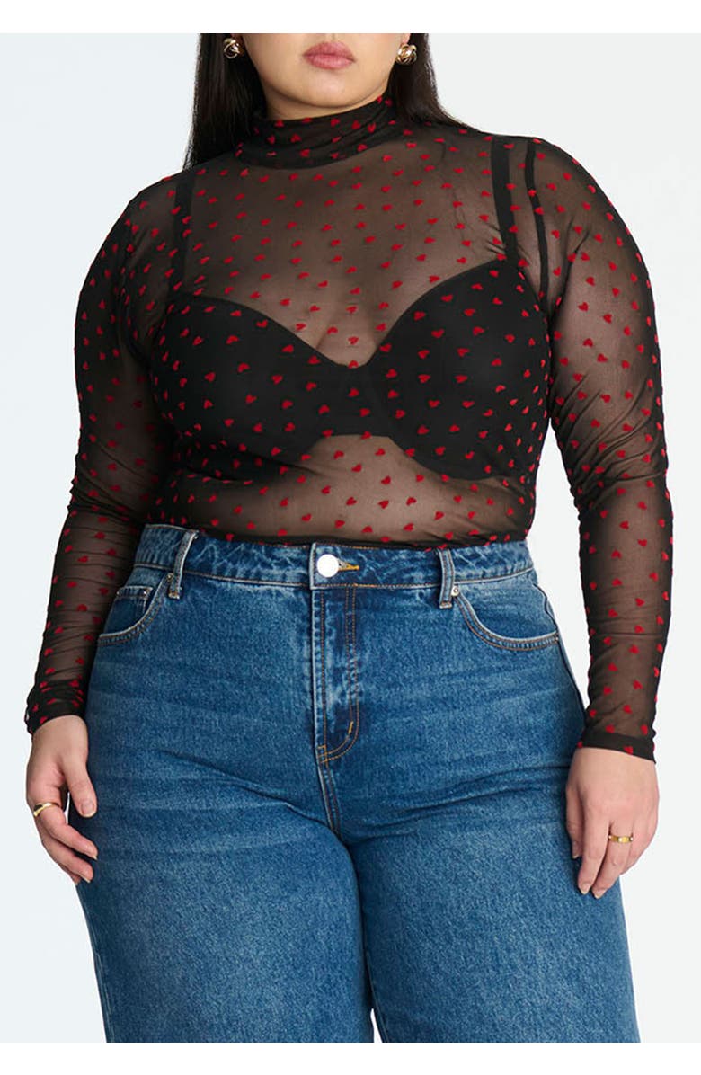 ELOQUII Mesh Heart Top, Main, color, 