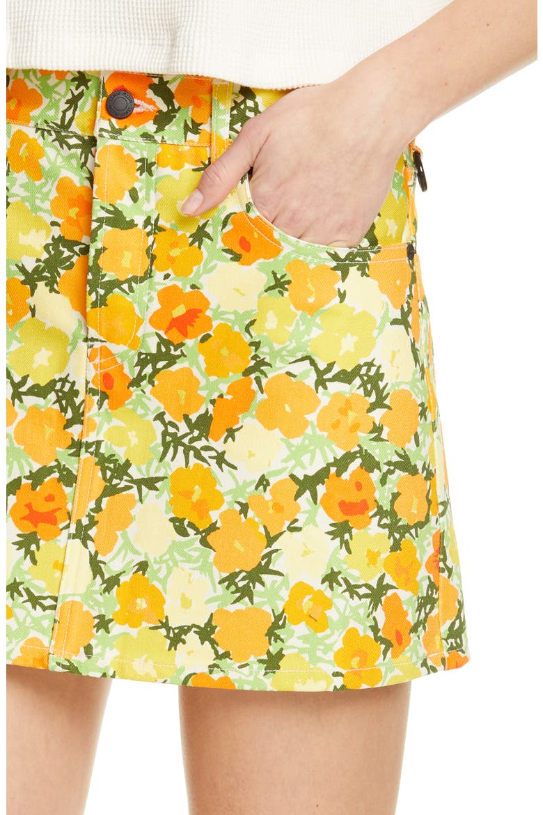 Floral Print Denim Miniskirt, Alternate, color, WINTER BLOSSOM