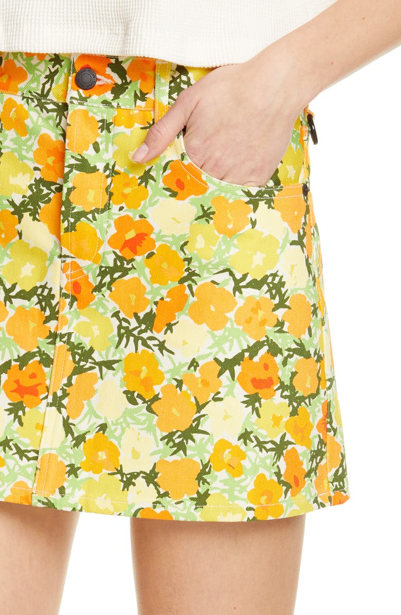 Simon Miller Floral Print Denim Miniskirt, Alternate, color,