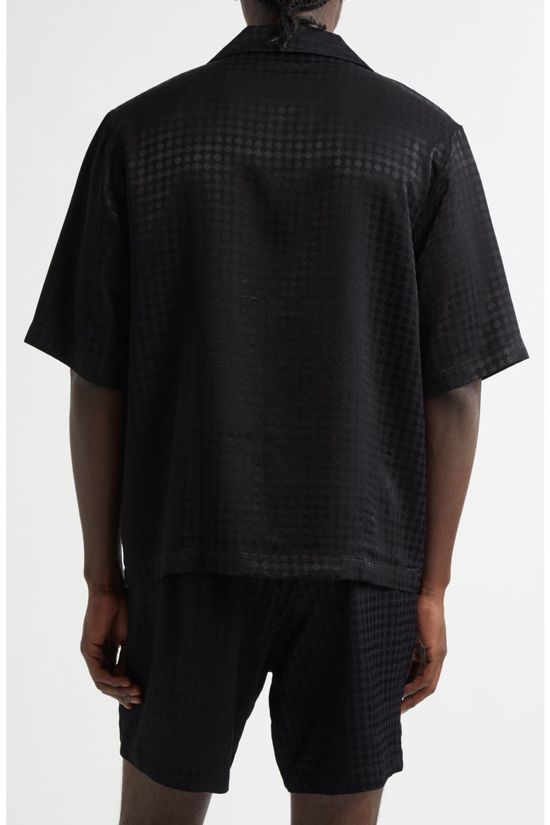 MA Quad Jacquard Camp Shirt, Alternate, color, BLACK
