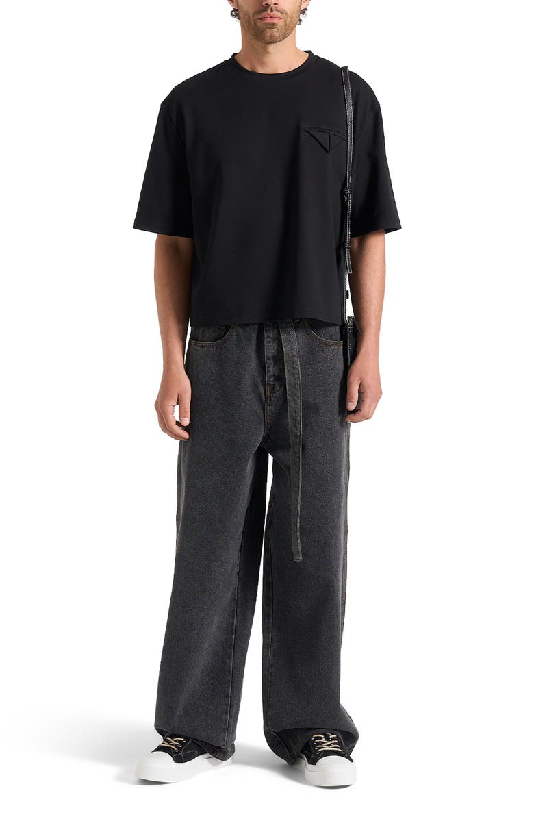 Manière De Voir Leon Boxy Cropped T-Shirt, Alternate, color, Black