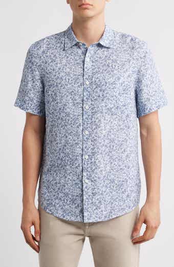 Nordstrom Abstract Print Short Sleeve Linen Button-Up Shirt