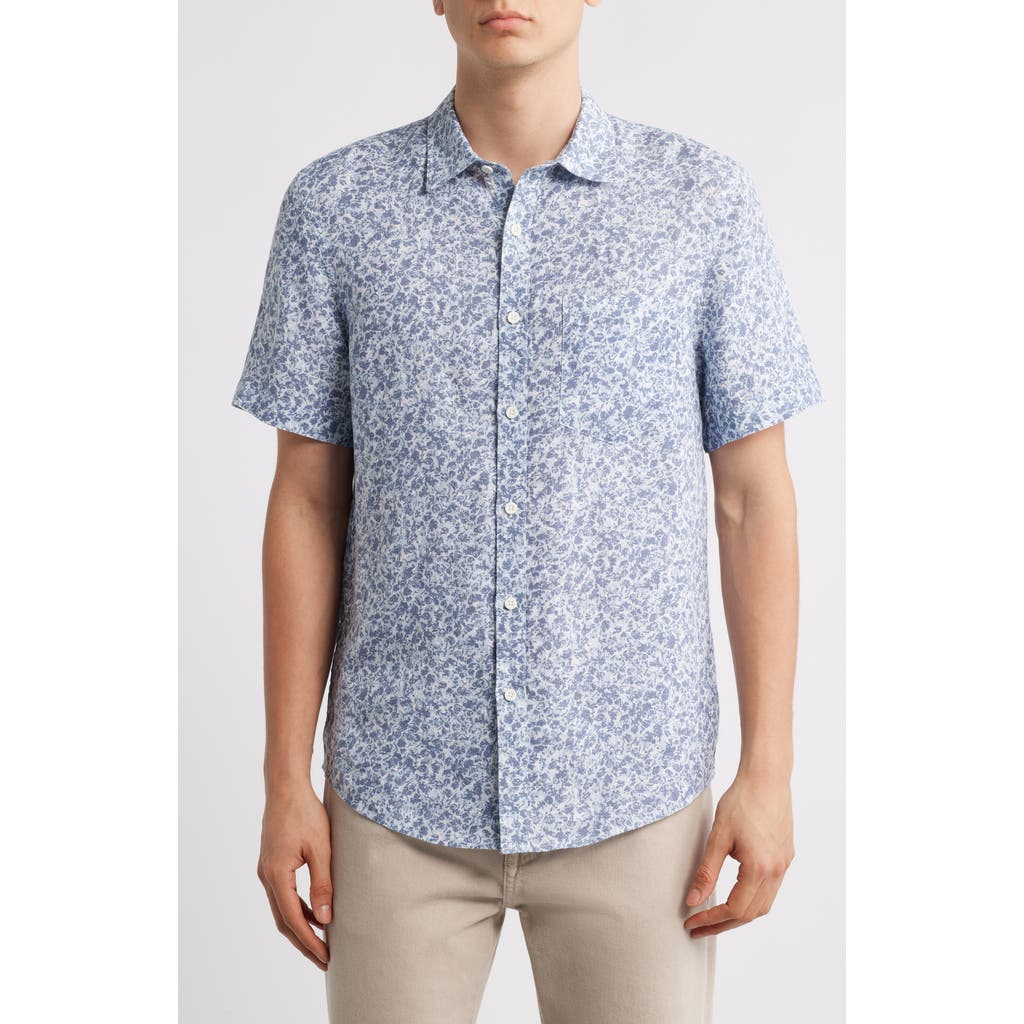 Nordstrom Abstract Print Short Sleeve Linen Button-up Shirt