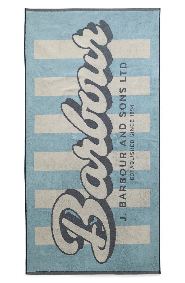 Barbour Archive Beach Towel, Main, color, Surf Blue Logo