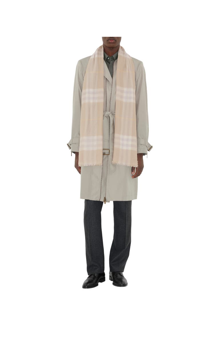 Burberry Wide Check Wool Scarf, Alternate, color, Smoke