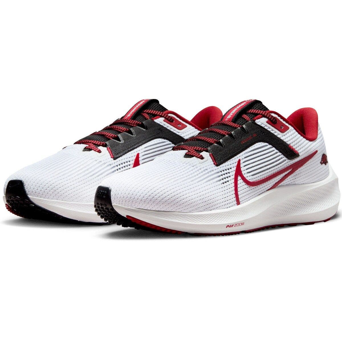 Unisex Nike  White Arkansas Razorbacks Zoom Pegasus 40 Running Shoe, Main, color, White