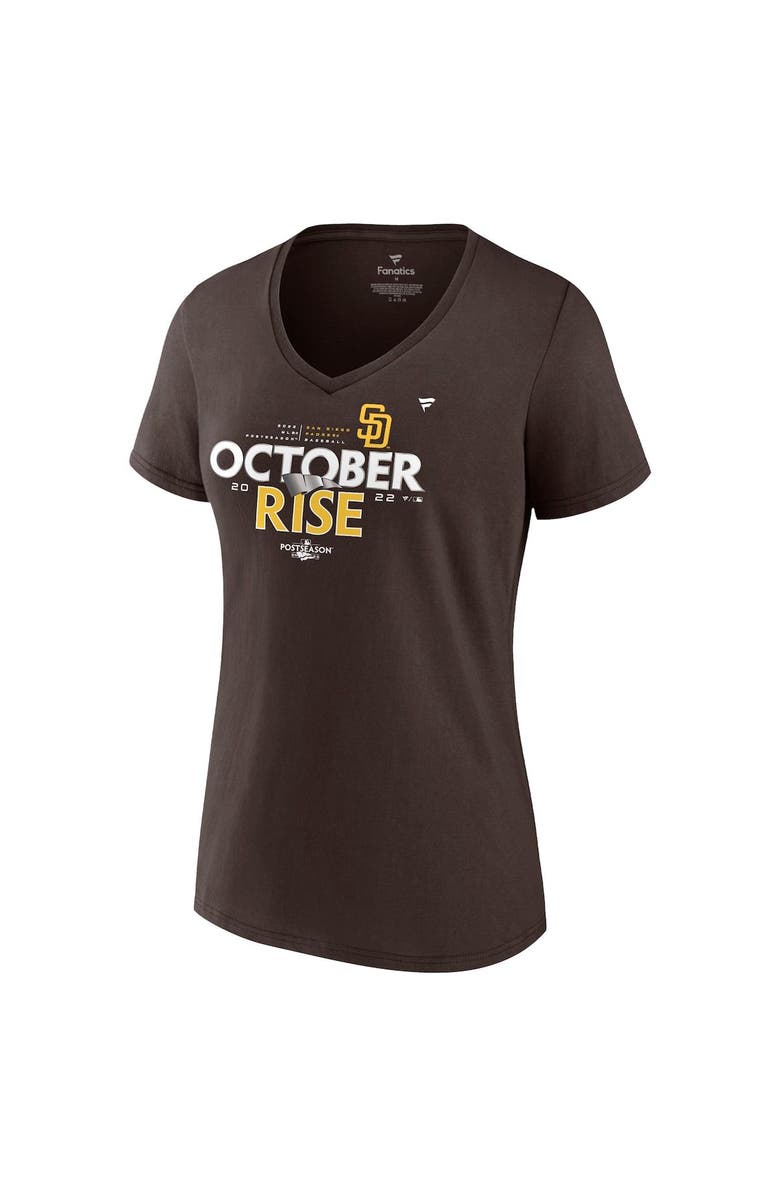 FANATICS Women's Fanatics Branded Brown San Diego Padres 2022 Postseason Plus Size V-Neck T-Shirt, Alternate, color,