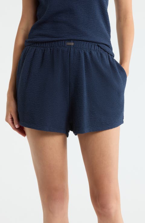 Stretch Organic Cotton Seersucker Lounge Shorts