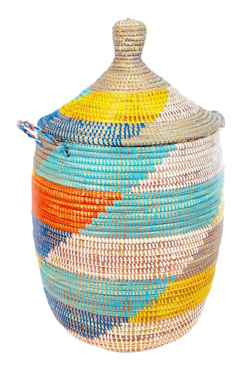 Mbare Dou Lid Storage Basket Stripe Multicolour Medium Storage, Main, color,