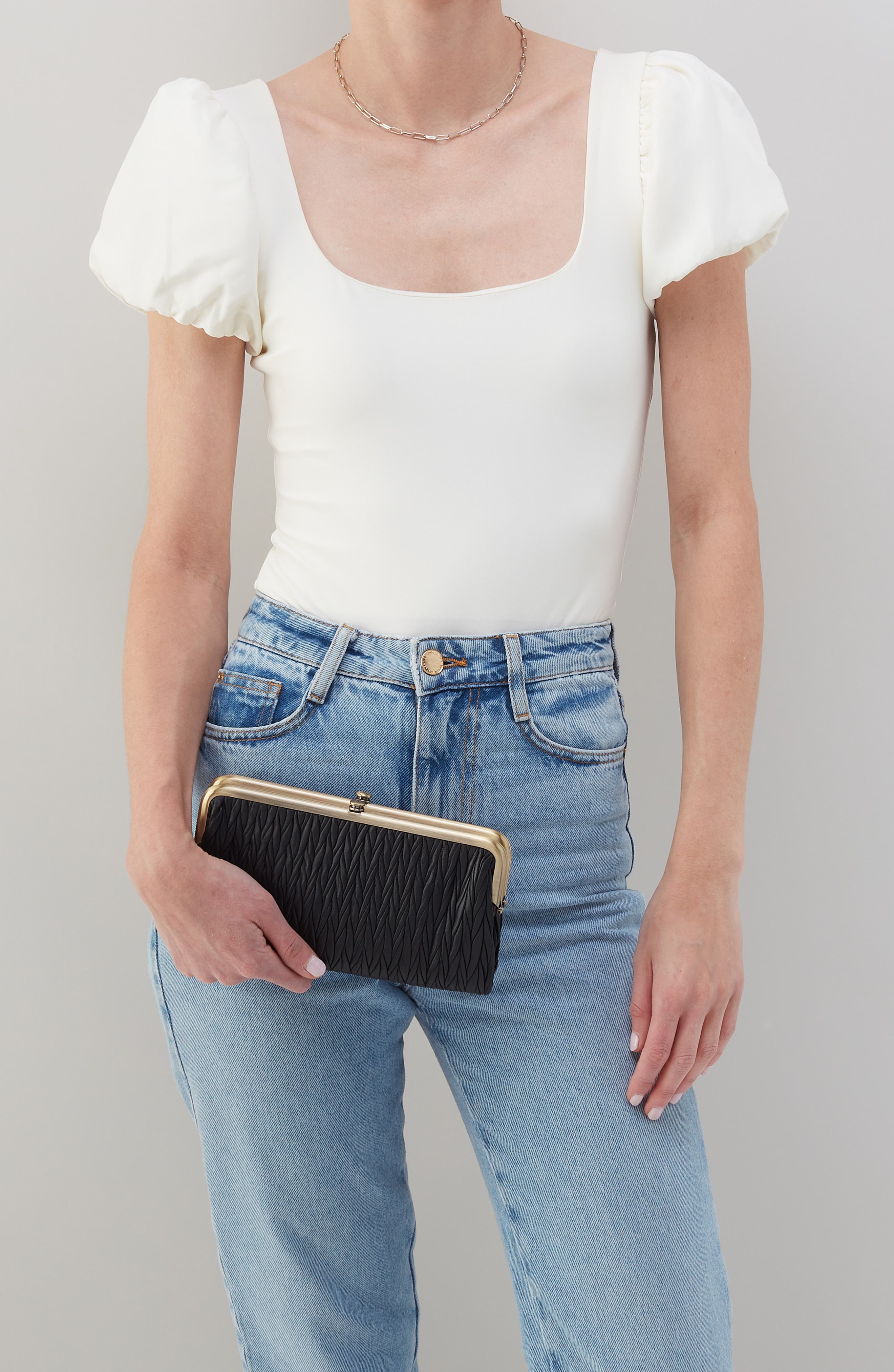 HOBO Lauren Leather Double Frame Clutch, Alternate, color, 