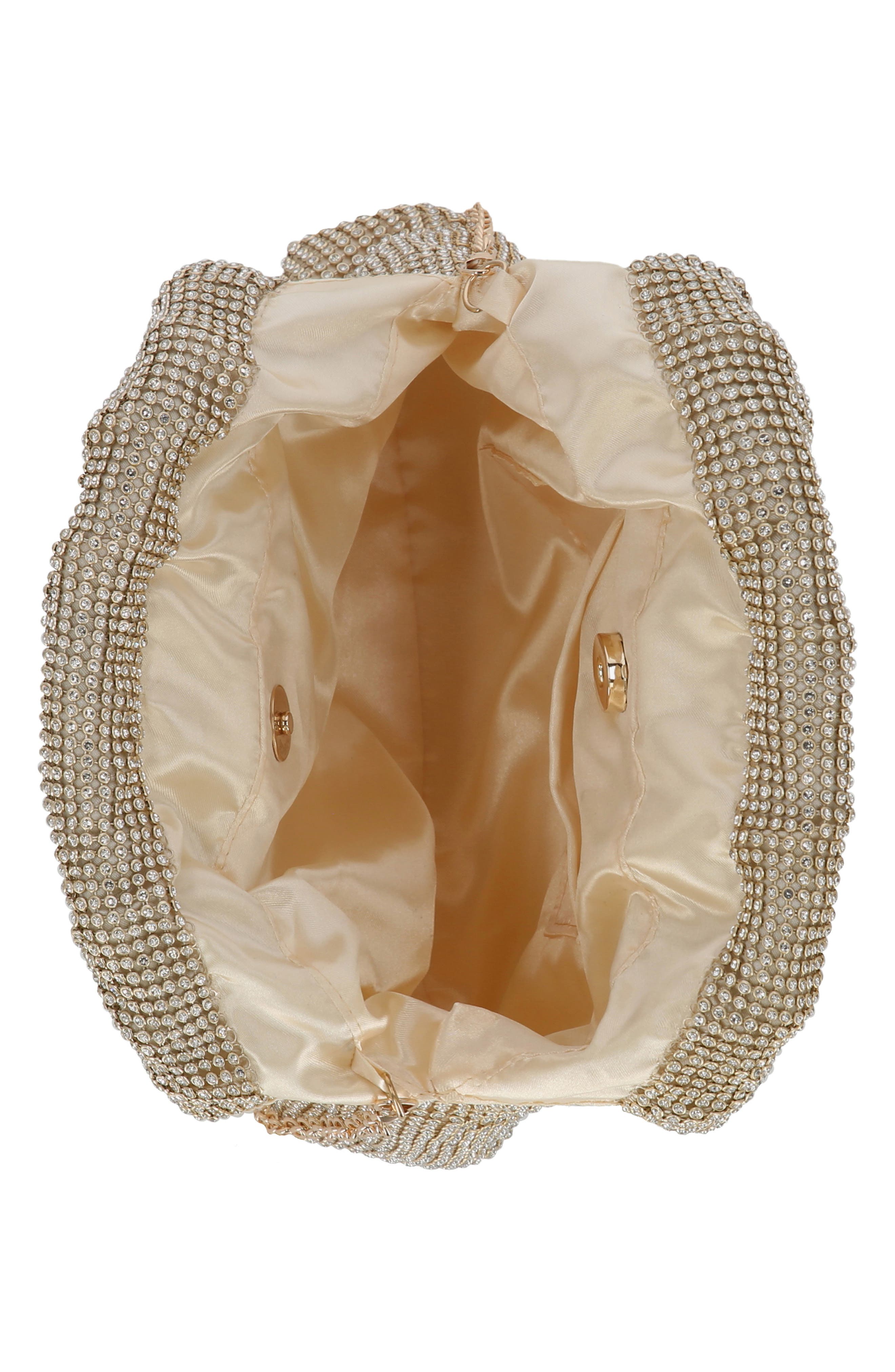 Jessica McClintock Jupiter Rhinestone Mesh Clutch, Alternate, color, 39N-Lt Gold