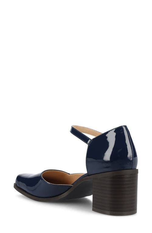 Shop Journee Collection Evangeline Block Heel Pump In Navy Patent