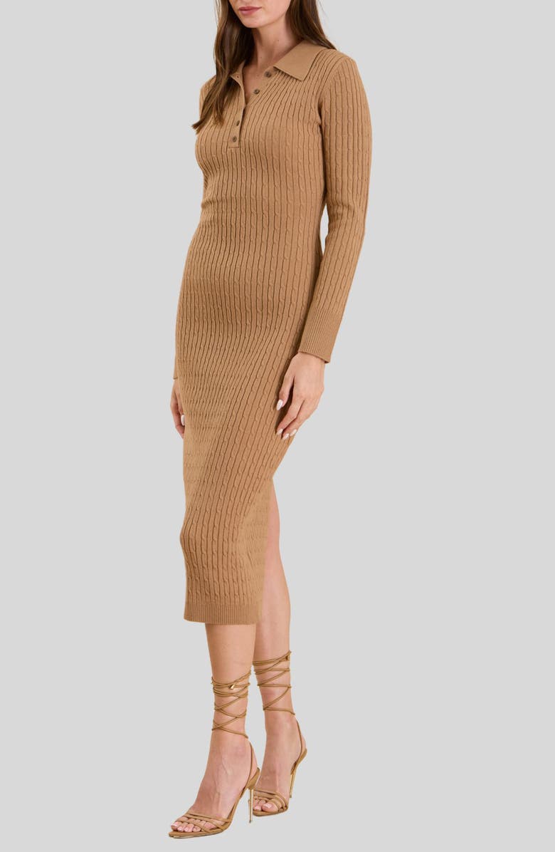 Blu Pepper Cable Knit Sweater Dress, Alternate, color, Khaki