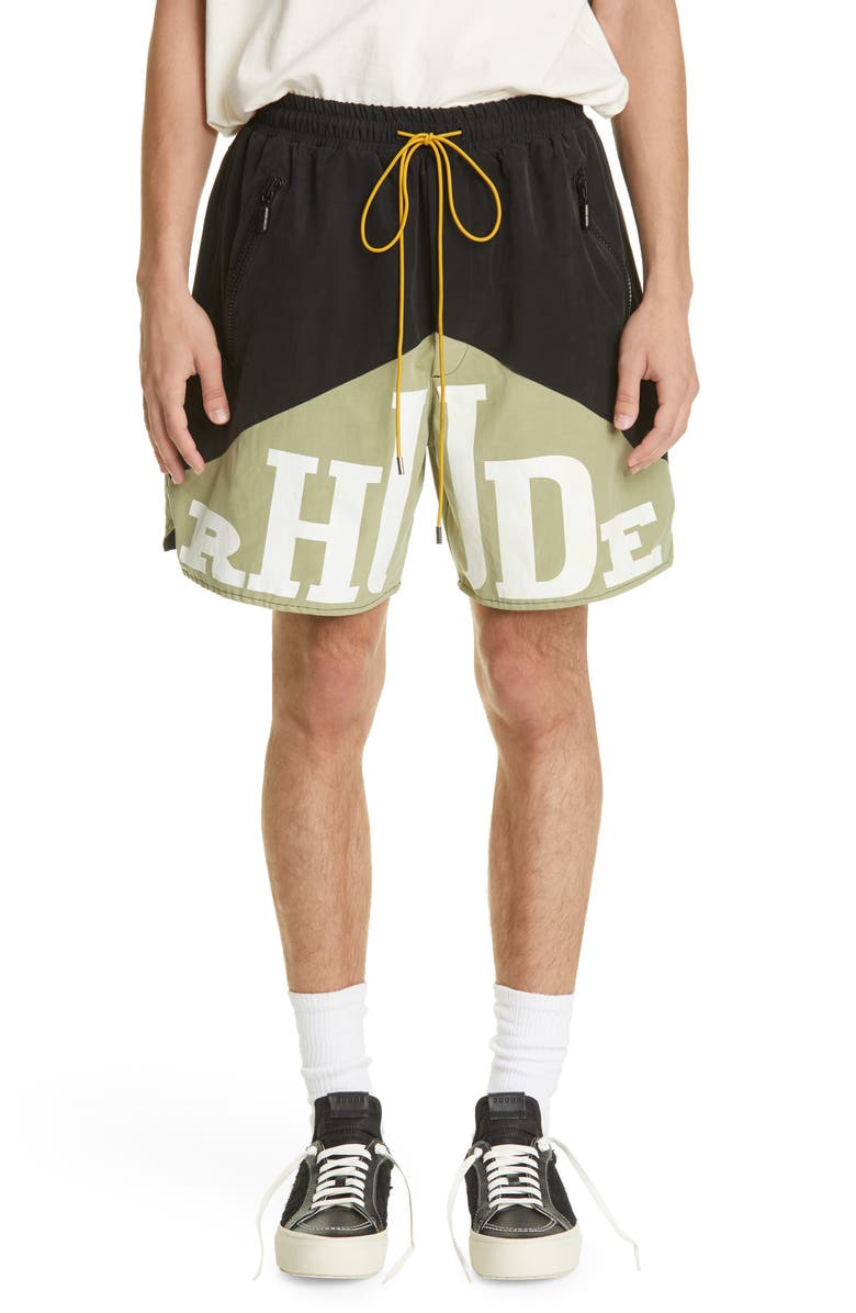 Rhude Logo Colorblock Yachting Shorts, Main, color,