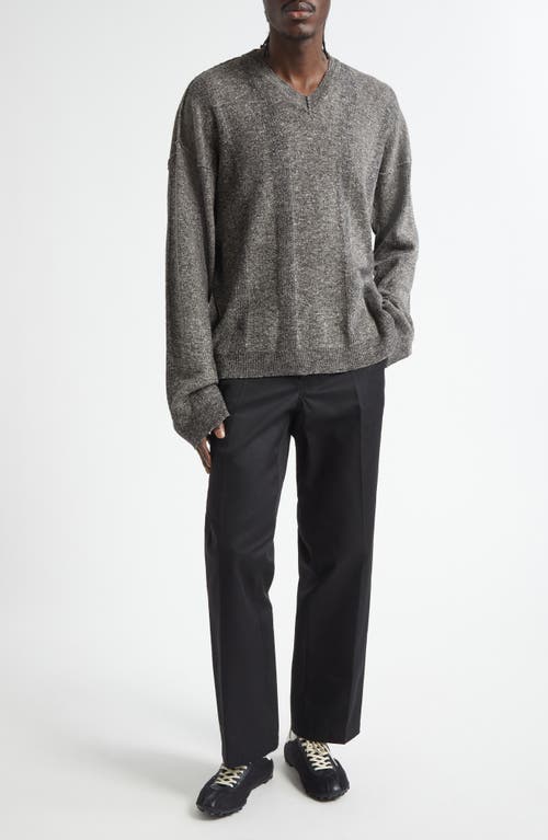Maison Margiela Linen & Cotton Blend V-Neck Sweater in Black 