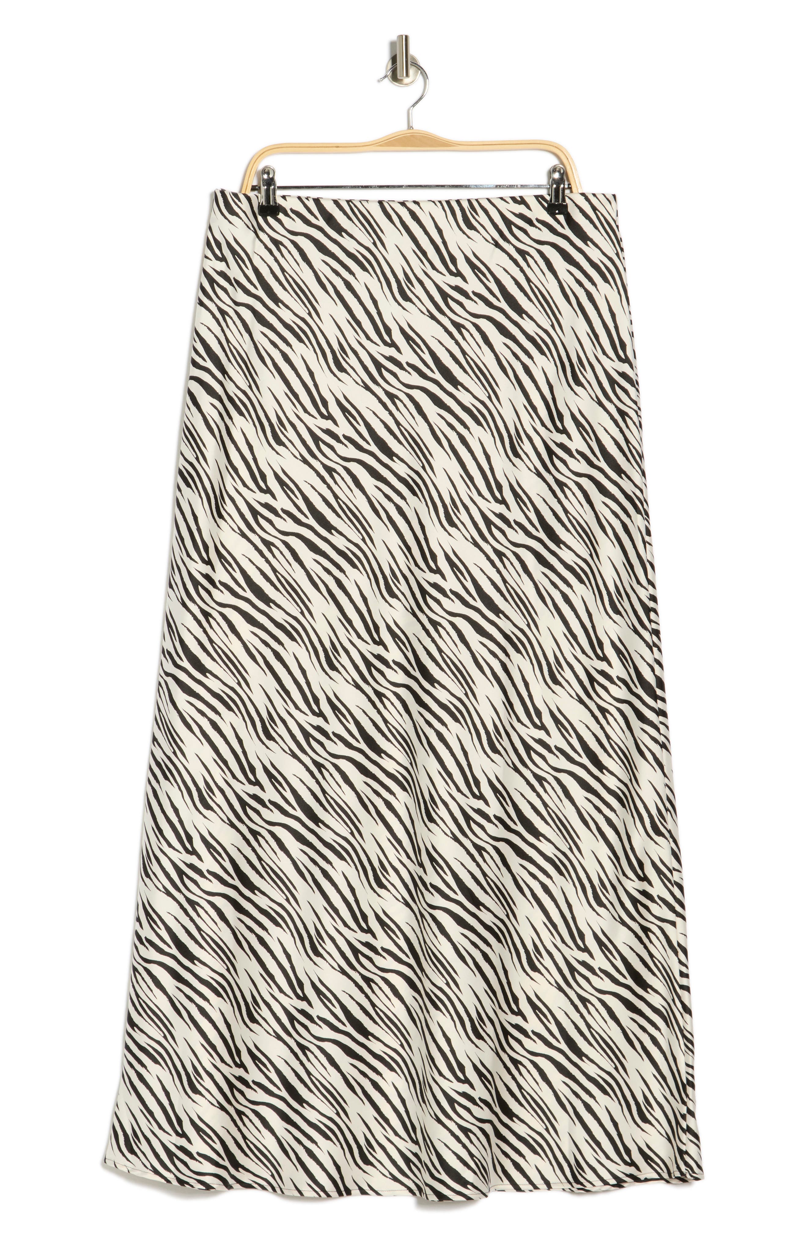 Renee C Zebra Print Satin Maxi Skirt