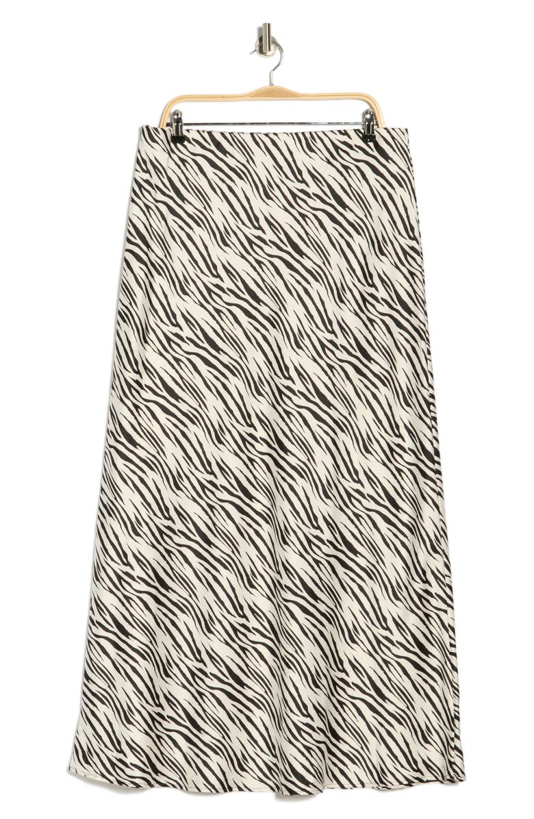Renee C Zebra Print Satin Maxi Skirt, Main, color, White