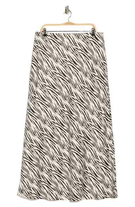 Renee C Zebra Print Satin Maxi Skirt