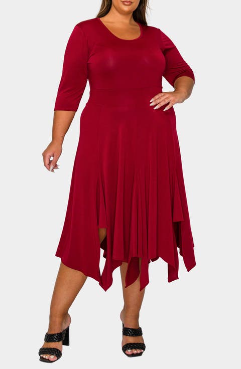 Shay Handkerchief Hem Midi Dress (Plus)