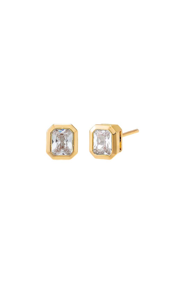 BY ADINA EDEN Colored Bezel Baguette Stud Earring, Main, color, 