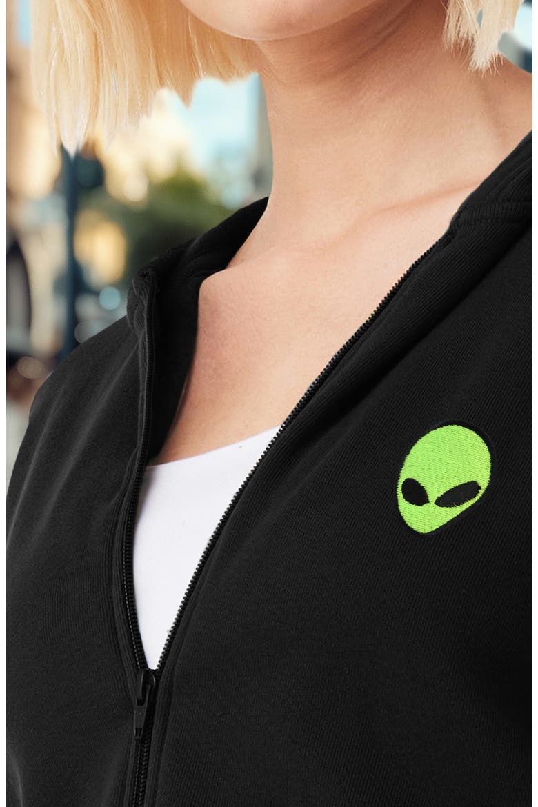 Alien Fleece Zip Hoodie, Alternate, color, Black