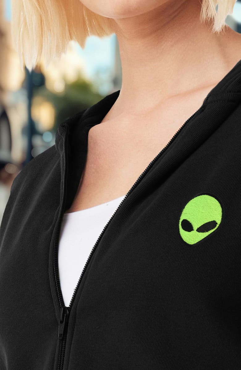 Dalix Alien Fleece Zip Hoodie, Alternate, color, Black