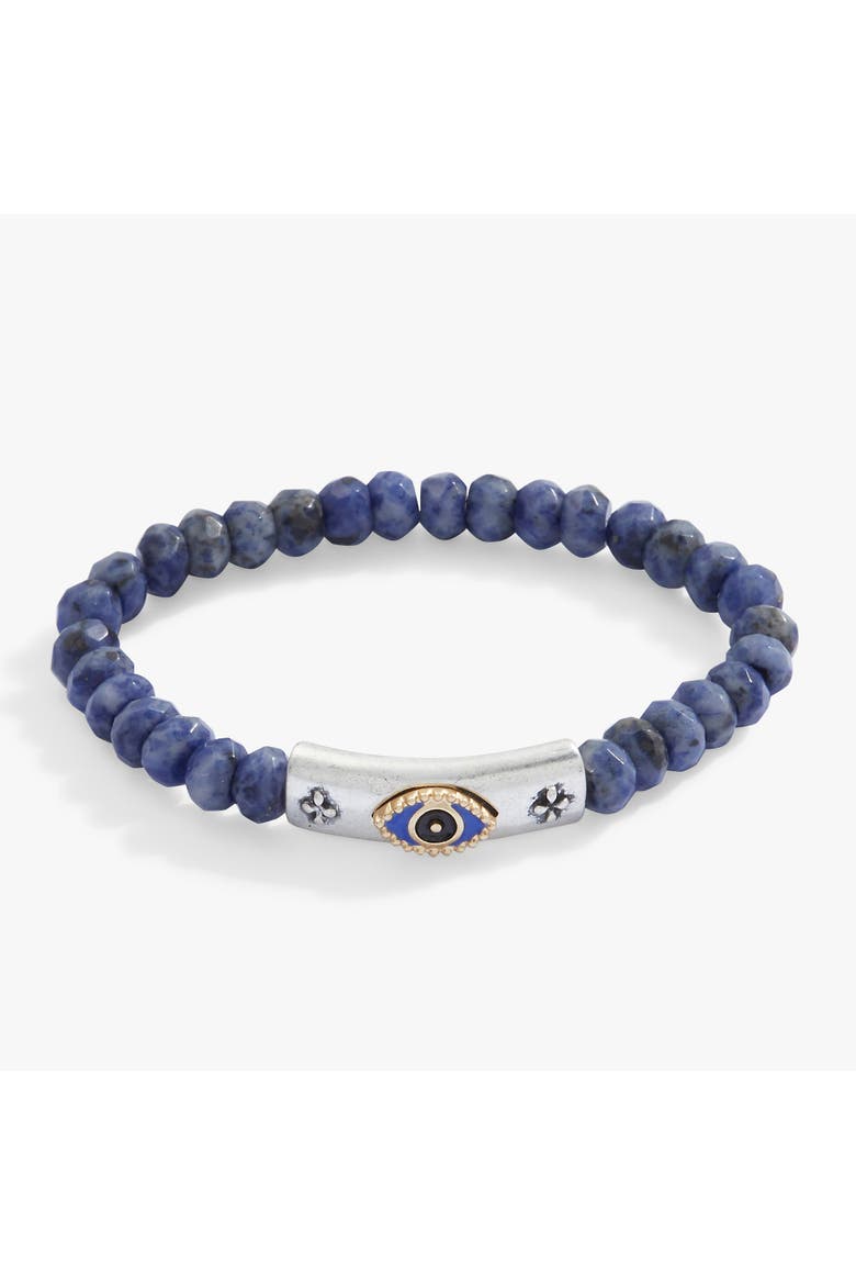 Antique Evil Eye Stretch Bracelet, Main, color, Silver