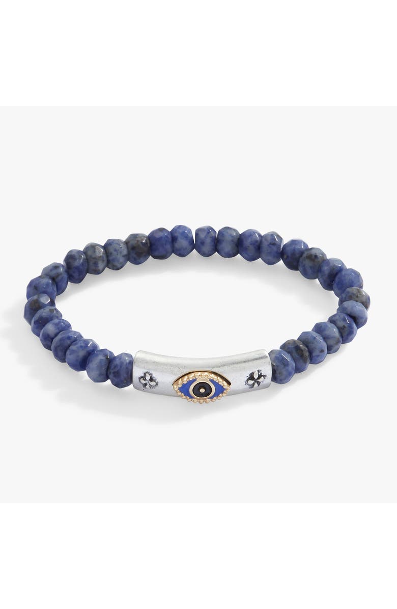 Alex and Ani Antique Evil Eye Stretch Bracelet, Main, color, Silver