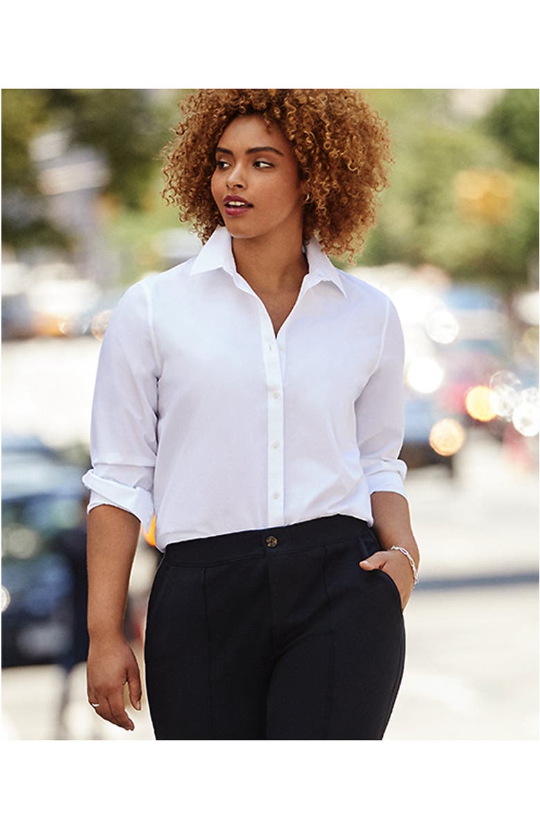 Lands' End Plus Size No Iron Button Front Shirt, Alternate, color, White