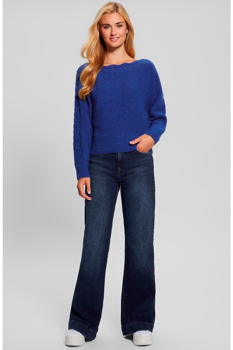 Malorie Pointelle Detail Dolman Sleeve Sweater, Alternate, color, SURFING BLUE