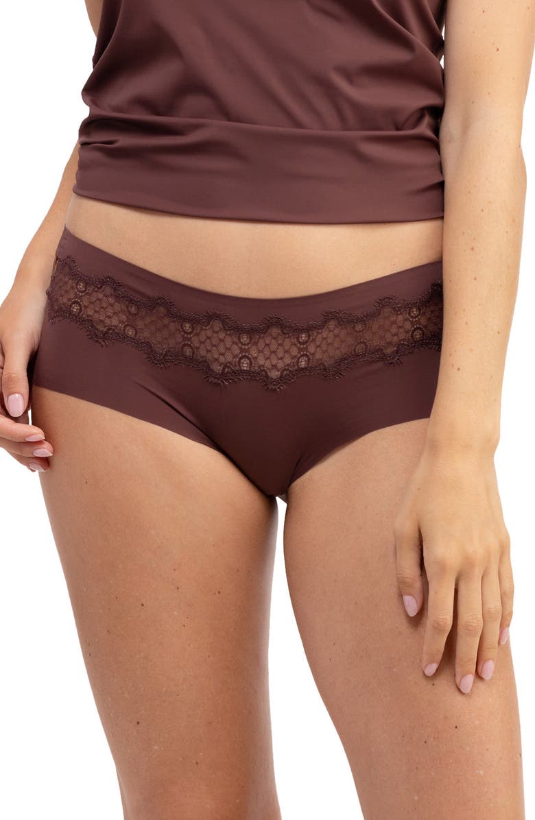 Uwila Warrior Soft Seamless Briefs with Lace, Main, color, Chocolate