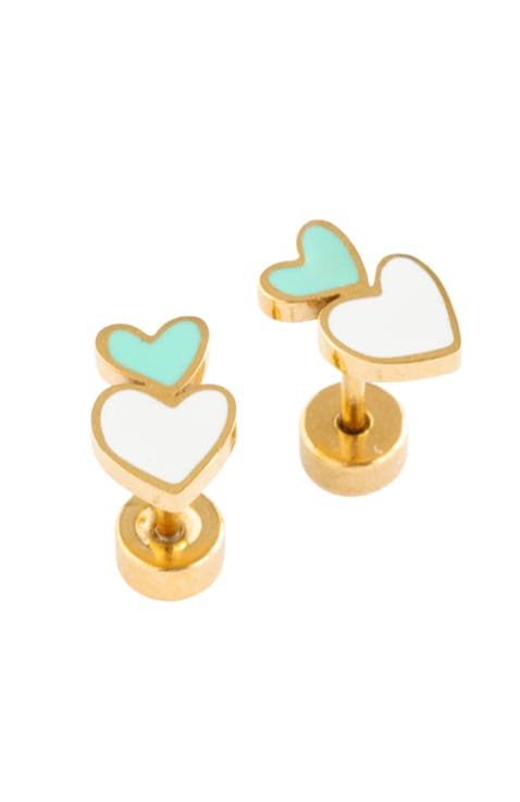 Heart Stack Stud Earrings