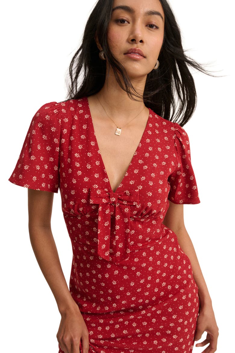 Faith Flutter Sleeve Midi Dress, Alternate, color, RED