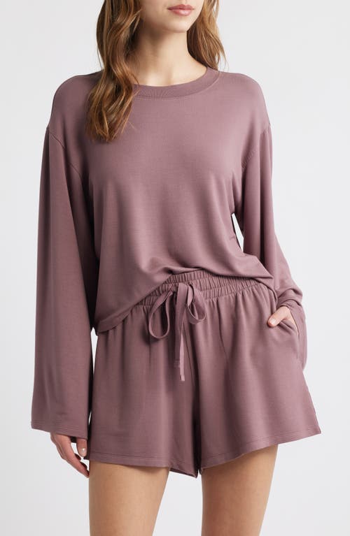 Open Edit Solid Stretch Modal Short Pajamas In Purple Taupe