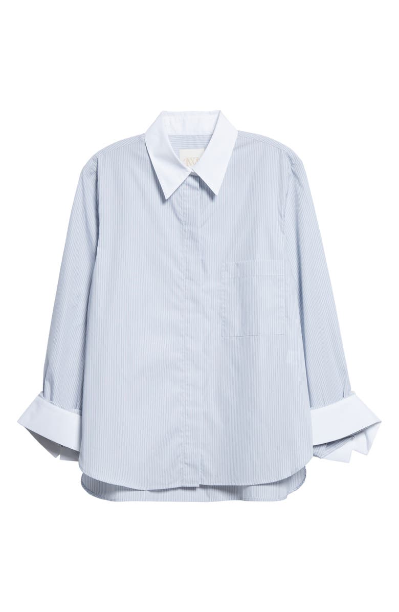 TWP Pinstripe Cotton Poplin Button-Up Shirt, Alternate, color,