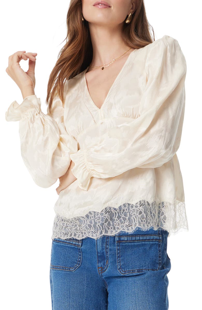Sam Edelman Julia Lace Trim Peplum Top, Main, color, 