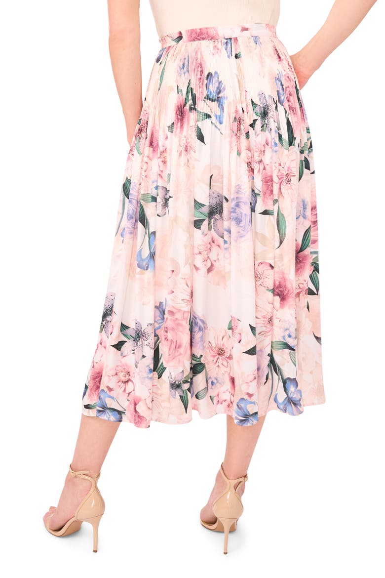 Aria Floral Pleated Skirt, Alternate, color, VANILLA ICE