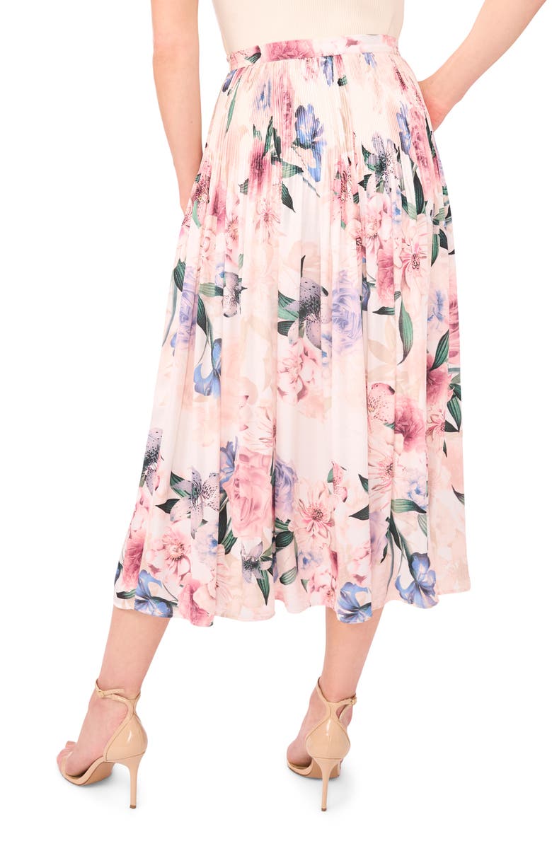 Ted Baker Aria Floral Pleated Skirt, Alternate, color, Vanilla Ice