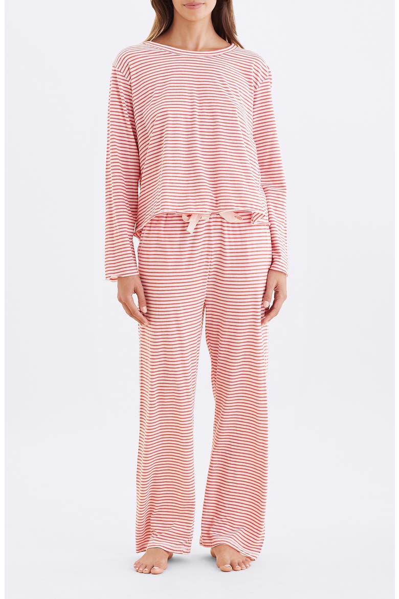 Jada Stripe Organic Cotton Pajamas, Main, color, ROSEWATER / RED STRIPE