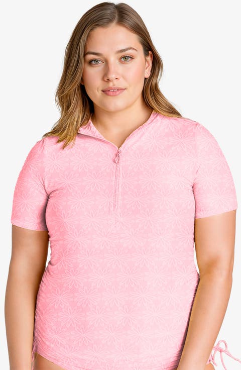 Plus Size Half-Zip Adele Swim Top