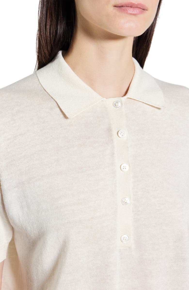 Theory Semisheer Linen Blend Polo, Alternate, color, Bone - Q3w