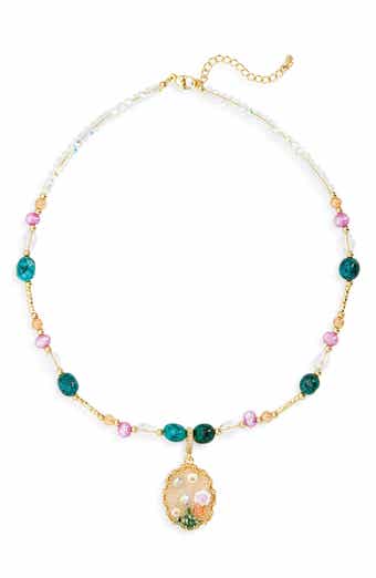 Cassy Beaded Shell Pearl Pendant Necklace
